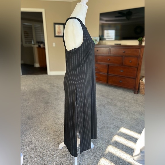 BANANA republic twist racer back dress, side slit, black pin stripe, small - Picture 8 of 11